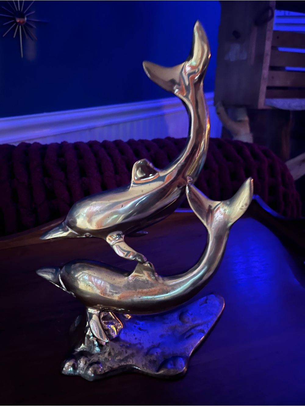 VINTAGE Brass Dolphin Sculpture 🐬🐬💛